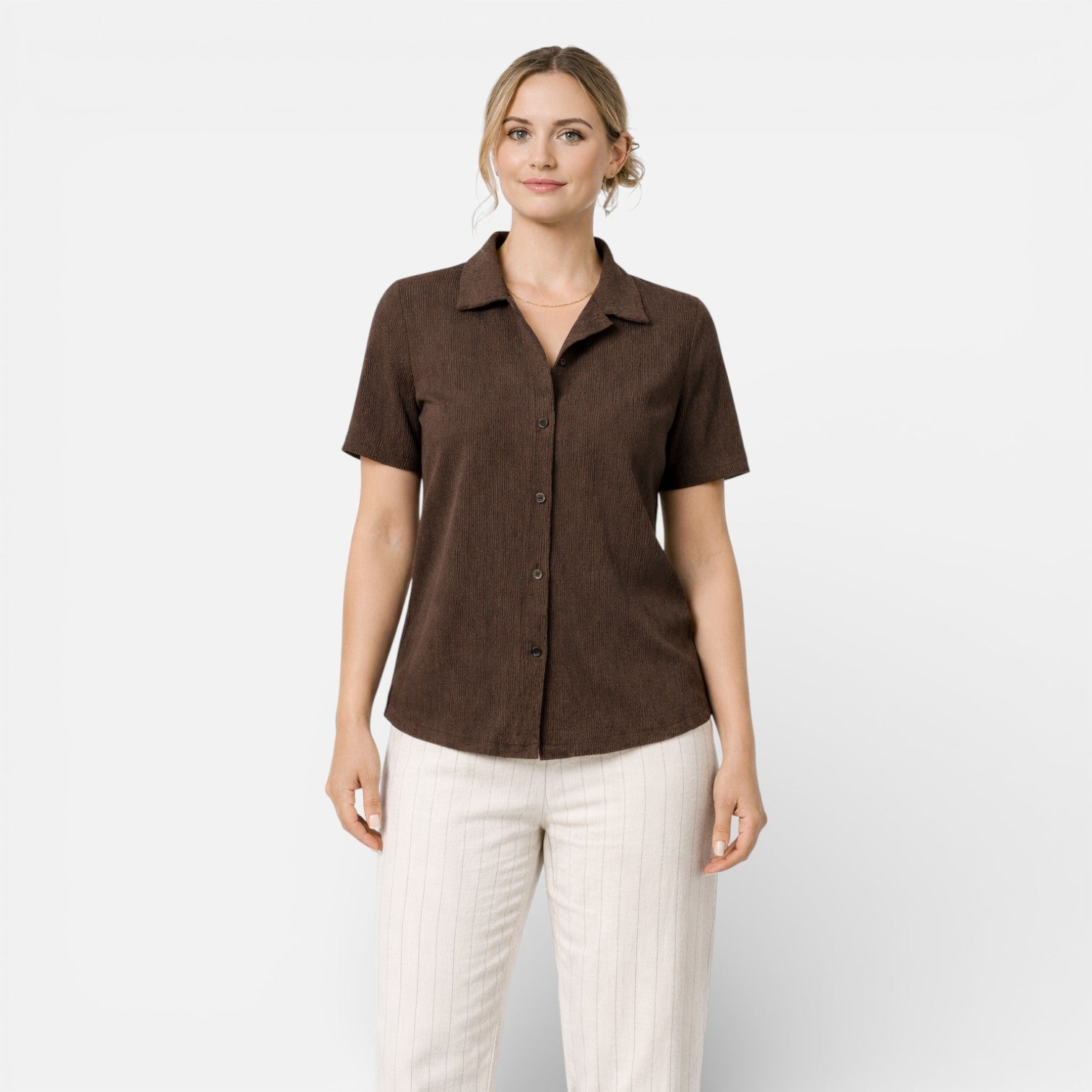 Women’s Button-Up Shirt Classic Short Sleeve
