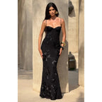 Women's Floral Jacquard Corset Maxi Dress
