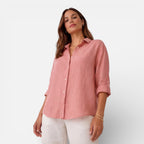 Women’s Linen Cotton Blend Shirt – Breathable Relaxed Summer Fit