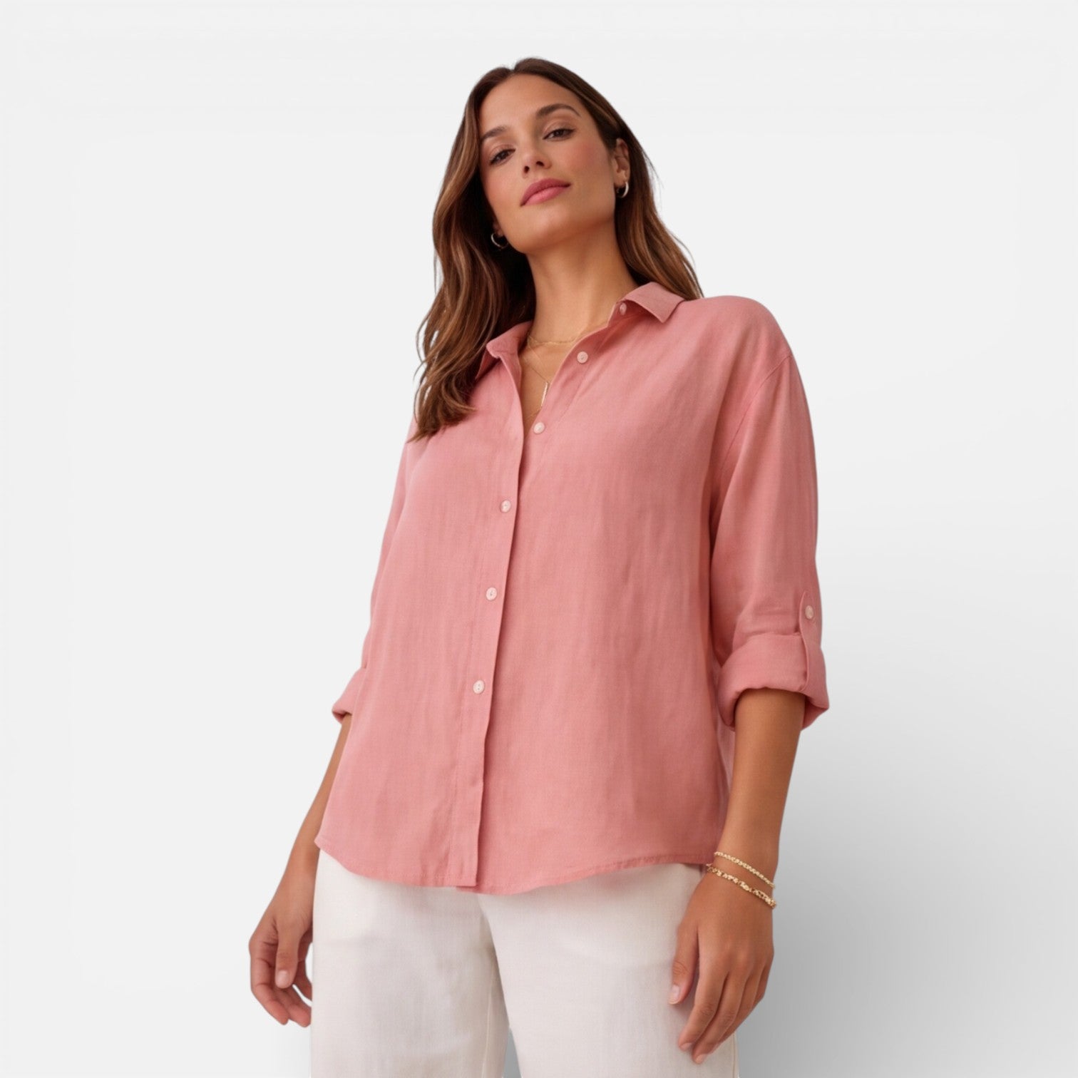 Women’s Linen Cotton Blend Shirt – Breathable Relaxed Summer Fit