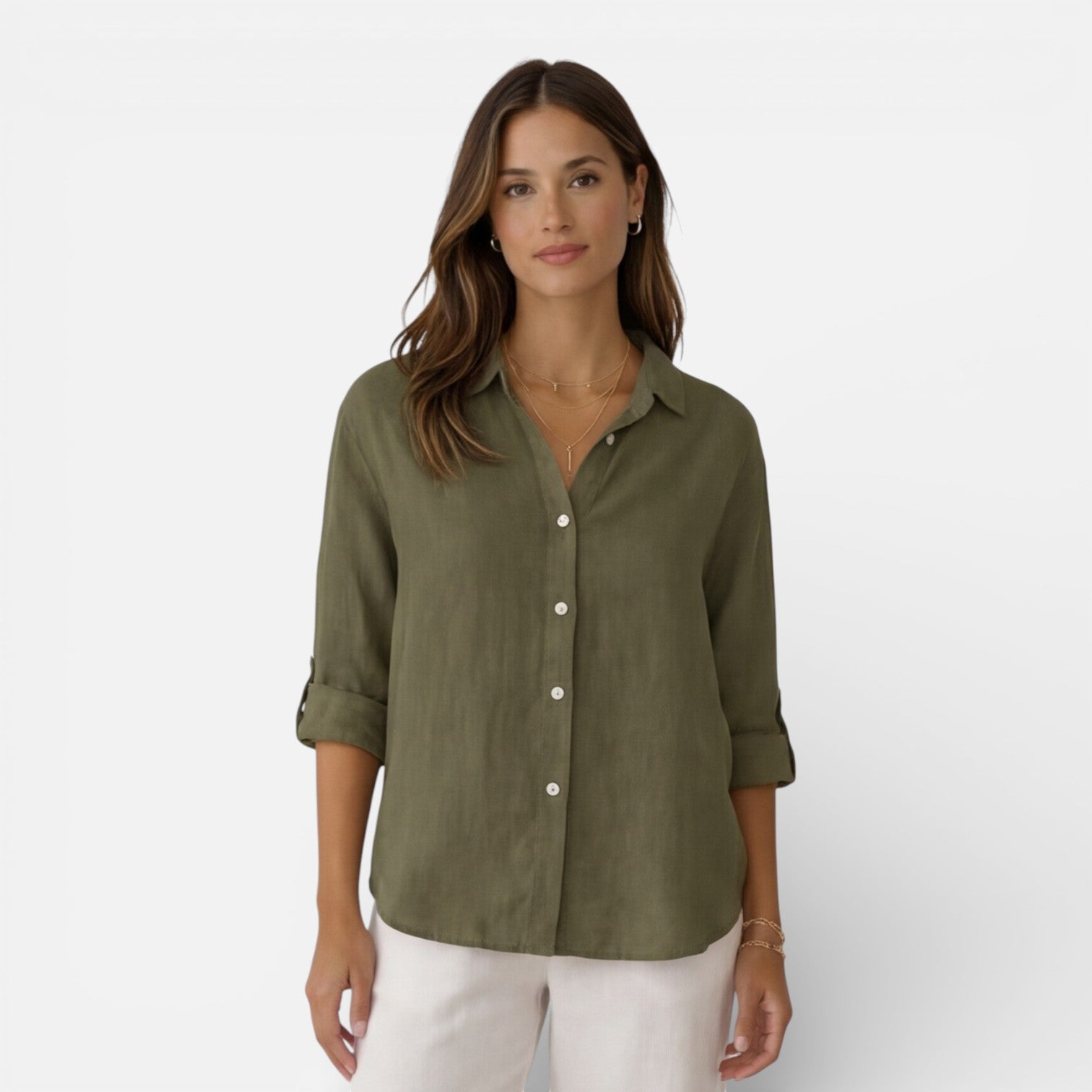 Women’s Linen Cotton Blend Shirt – Breathable Relaxed Summer Fit