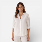 Women’s Linen Cotton Blend Shirt – Breathable Relaxed Summer Fit