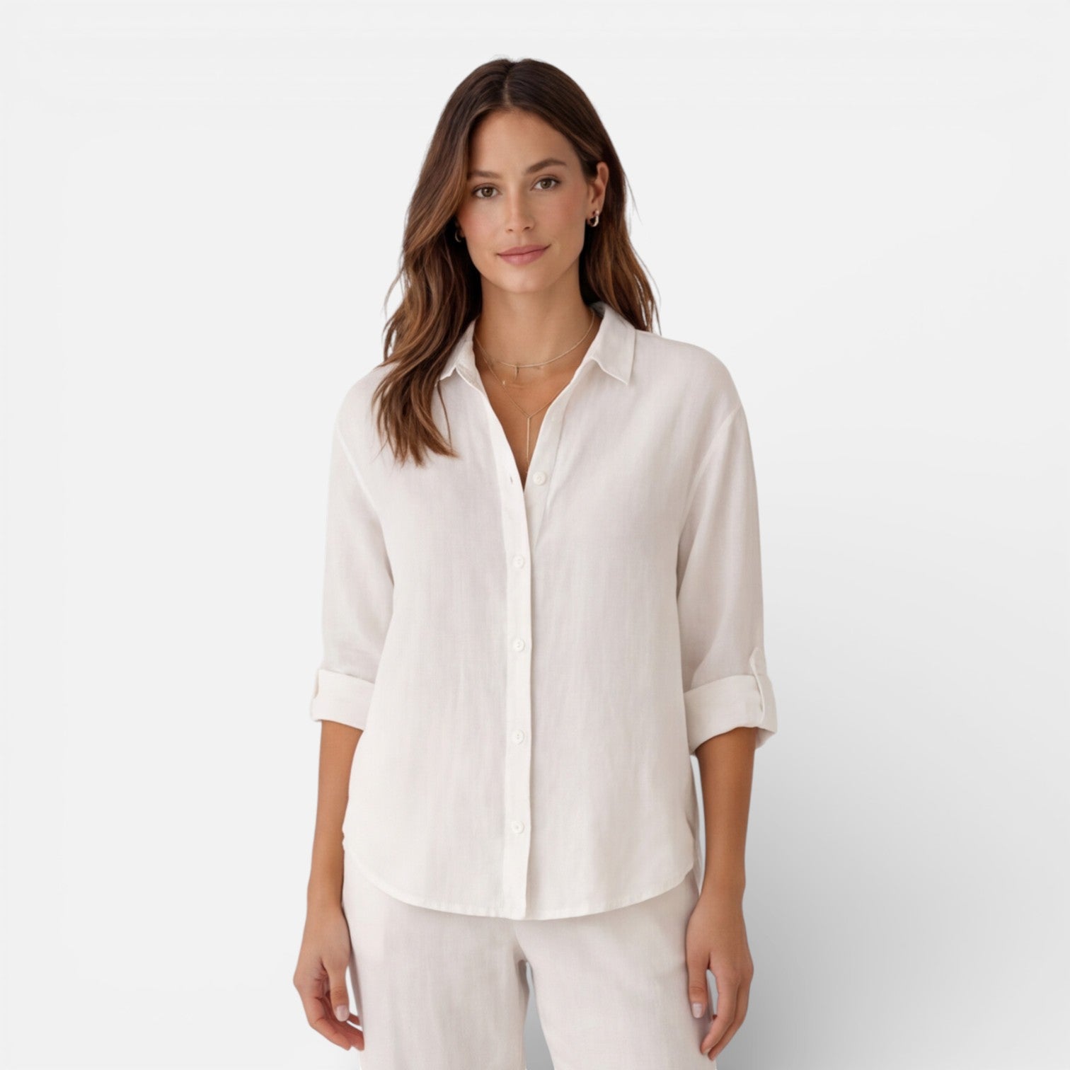 Women’s Linen Cotton Blend Shirt – Breathable Relaxed Summer Fit