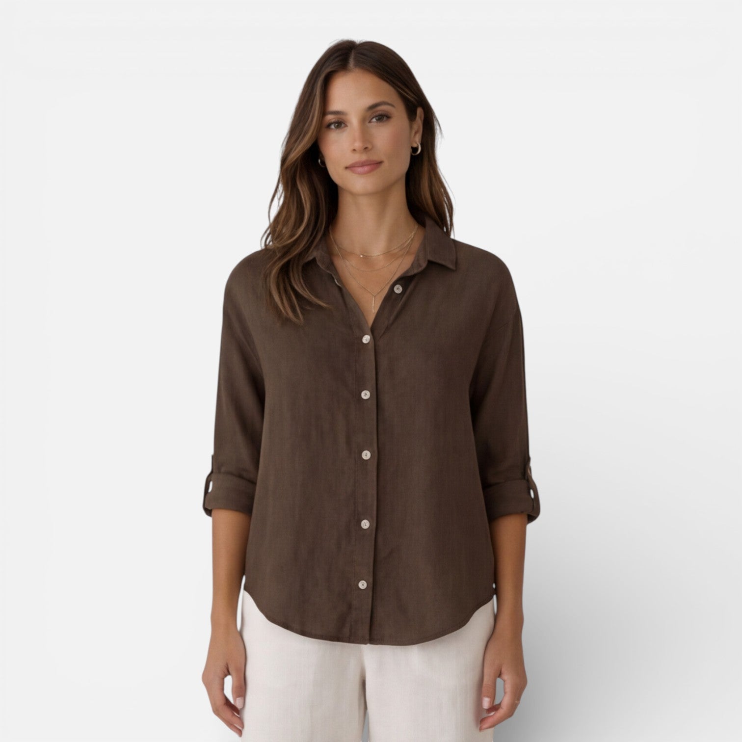 Women’s Linen Cotton Blend Shirt – Breathable Relaxed Summer Fit