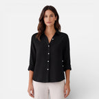 Women’s Linen Cotton Blend Shirt – Breathable Relaxed Summer Fit