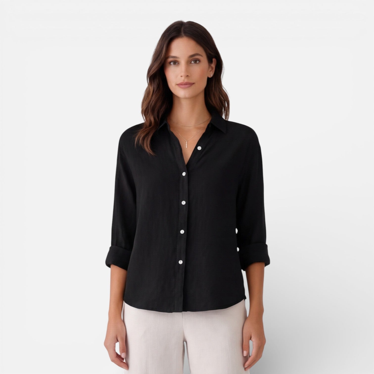 Women’s Linen Cotton Blend Shirt – Breathable Relaxed Summer Fit