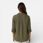 Women’s Linen Cotton Blend Shirt – Breathable Relaxed Summer Fit