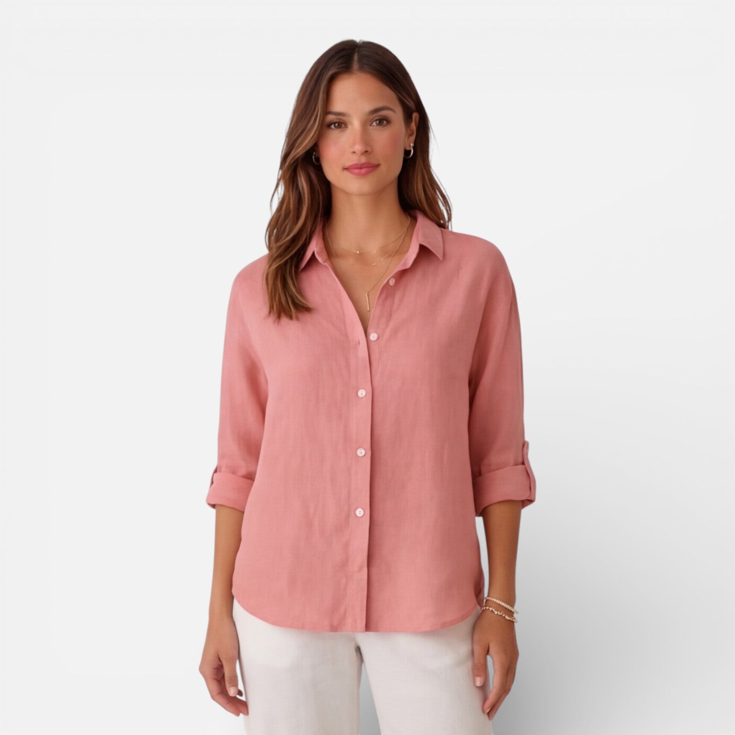 Women’s Linen Cotton Blend Shirt – Breathable Relaxed Summer Fit