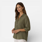 Women’s Linen Cotton Blend Shirt – Breathable Relaxed Summer Fit