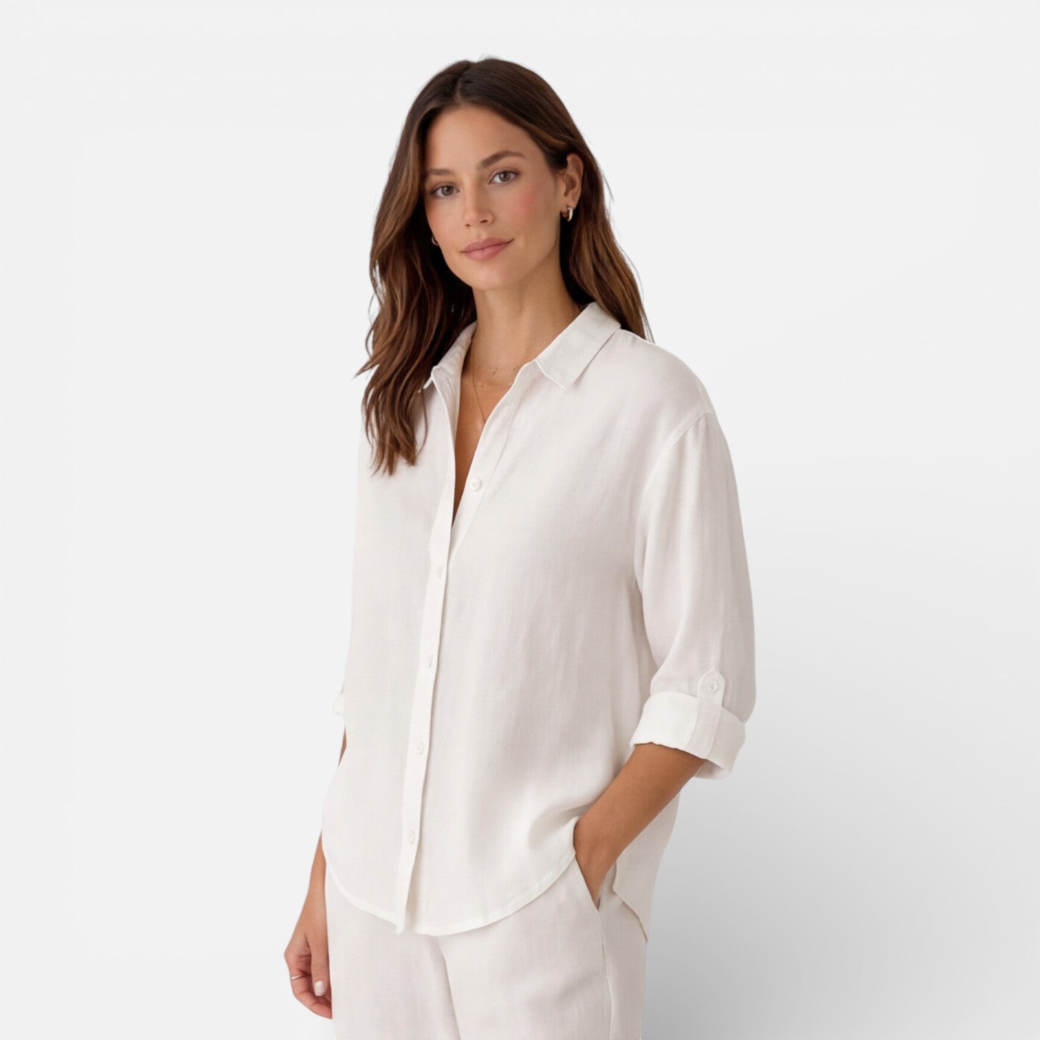 Women’s Linen Cotton Blend Shirt – Breathable Relaxed Summer Fit