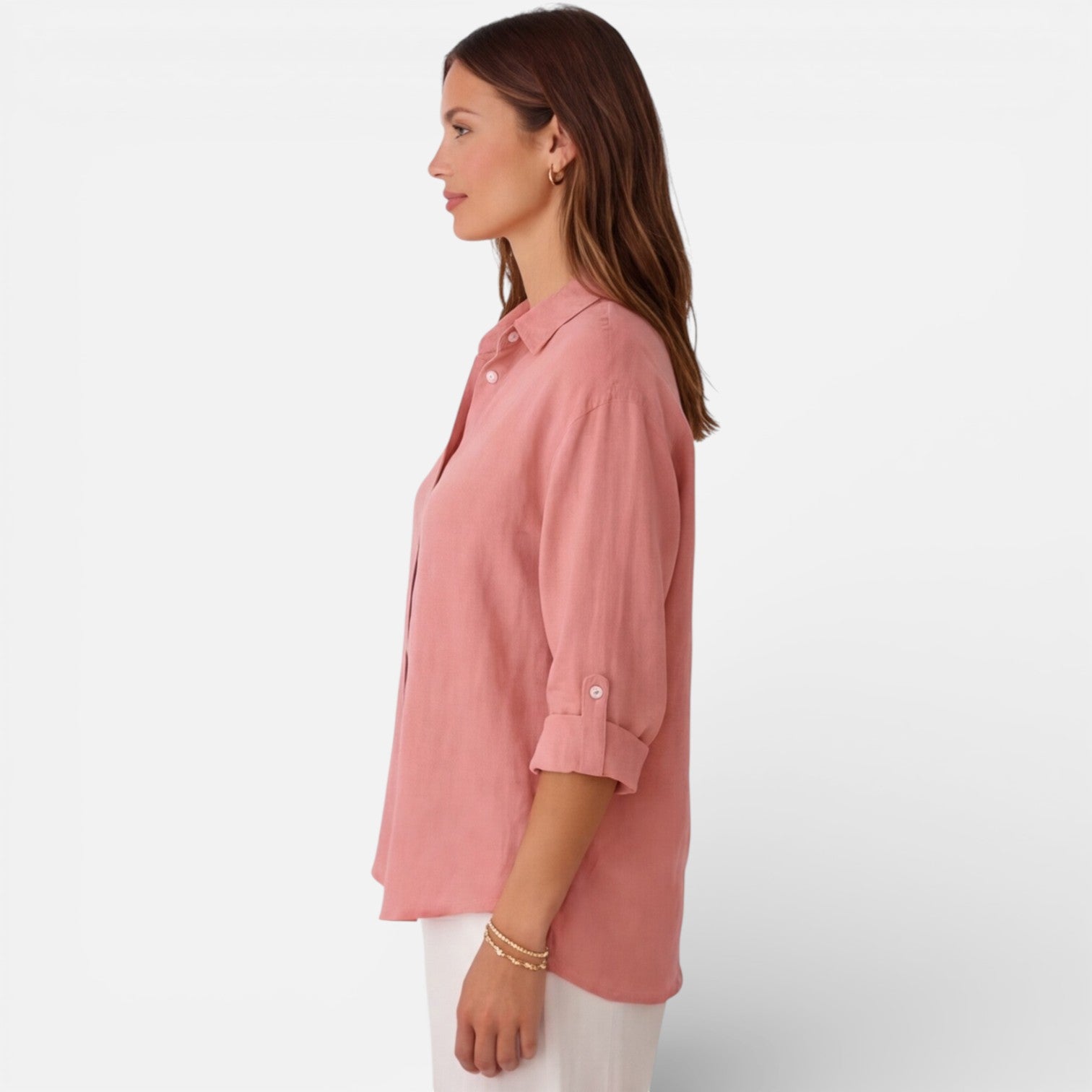 Women’s Linen Cotton Blend Shirt – Breathable Relaxed Summer Fit