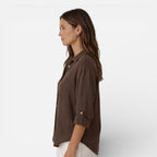 Women’s Linen Cotton Blend Shirt – Breathable Relaxed Summer Fit