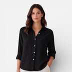 Women’s Linen Cotton Blend Shirt – Breathable Relaxed Summer Fit