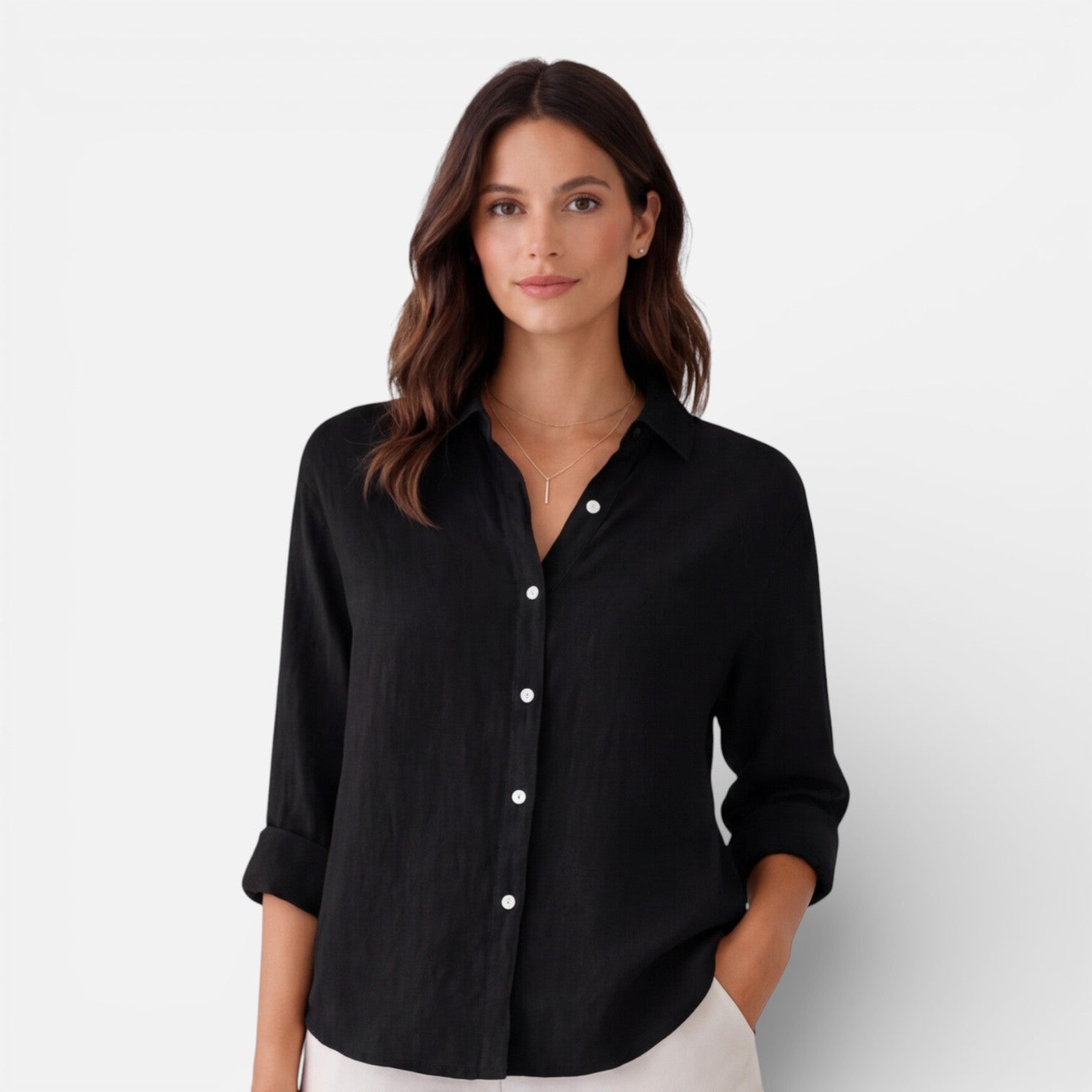 Women’s Linen Cotton Blend Shirt – Breathable Relaxed Summer Fit