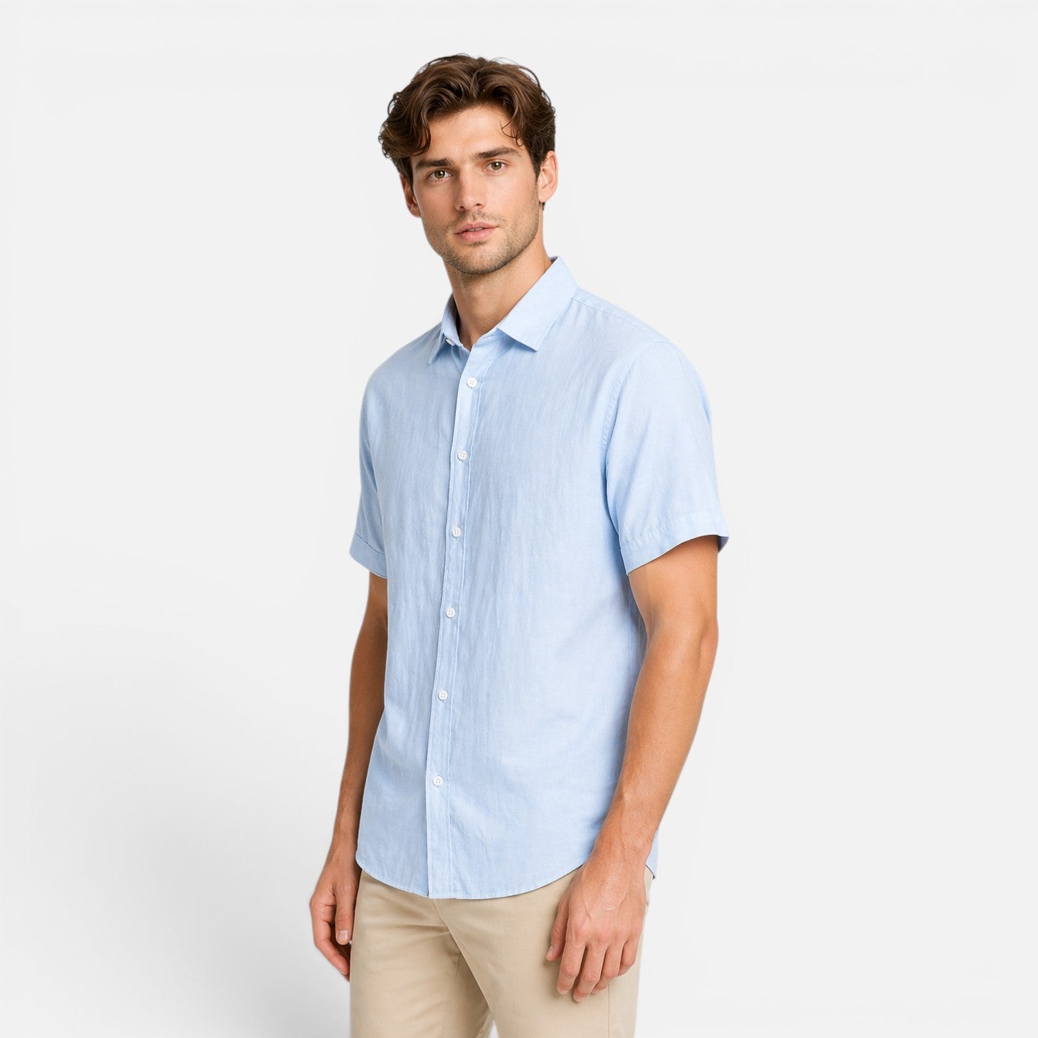 Felorro | Men’s Linen Shirt Breathable Comfort Short Sleeve Button Up