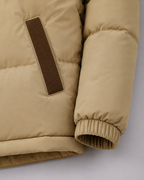 Men's Colour Block Hooded Puffer Jacket with Corduroy Panels