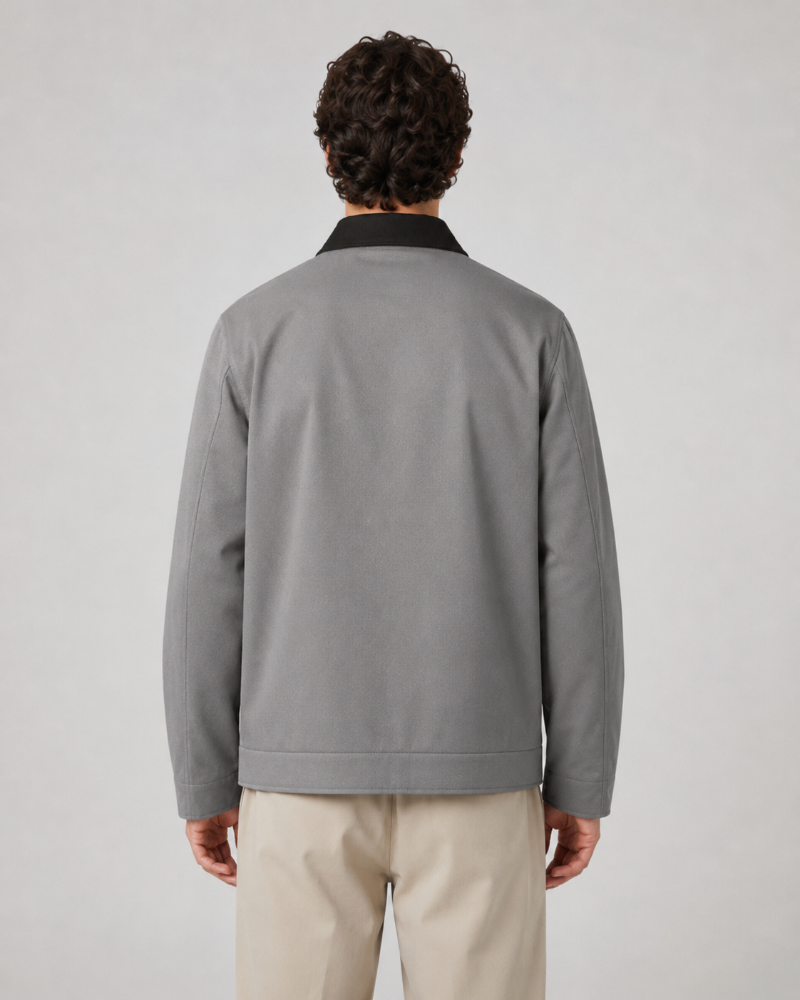 Men's Contrast Collar Barn Jacket Zip Front Workwear
