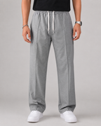 Men's Elasticated Waist Drawstring Trousers Smart Relaxed Leg