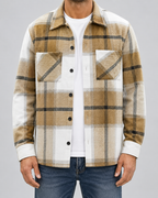 Men's Plaid Flannel Overshirt - Warm Brushed Check Shirt Jacket