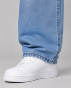Men's Relaxed Straight Leg Jeans Loose Baggy Washed Denim