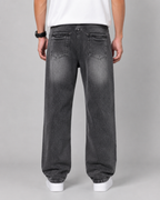 Men's Relaxed Straight Leg Jeans Loose Baggy Washed Denim