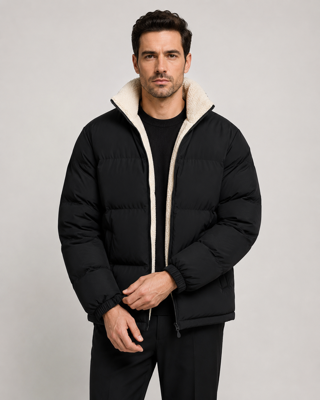Men's Reversible Sherpa Lined Puffer Jacket