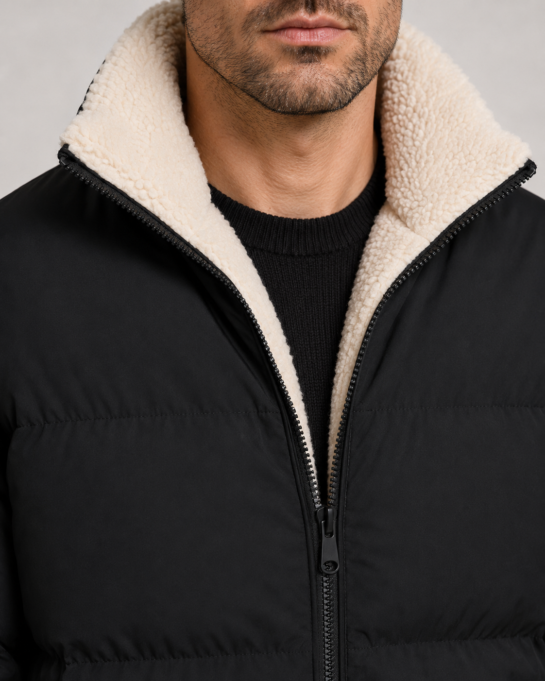 Men's Reversible Sherpa Lined Puffer Jacket