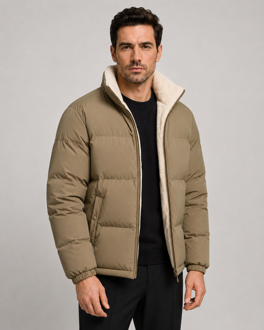 Men's Reversible Sherpa Lined Puffer Jacket