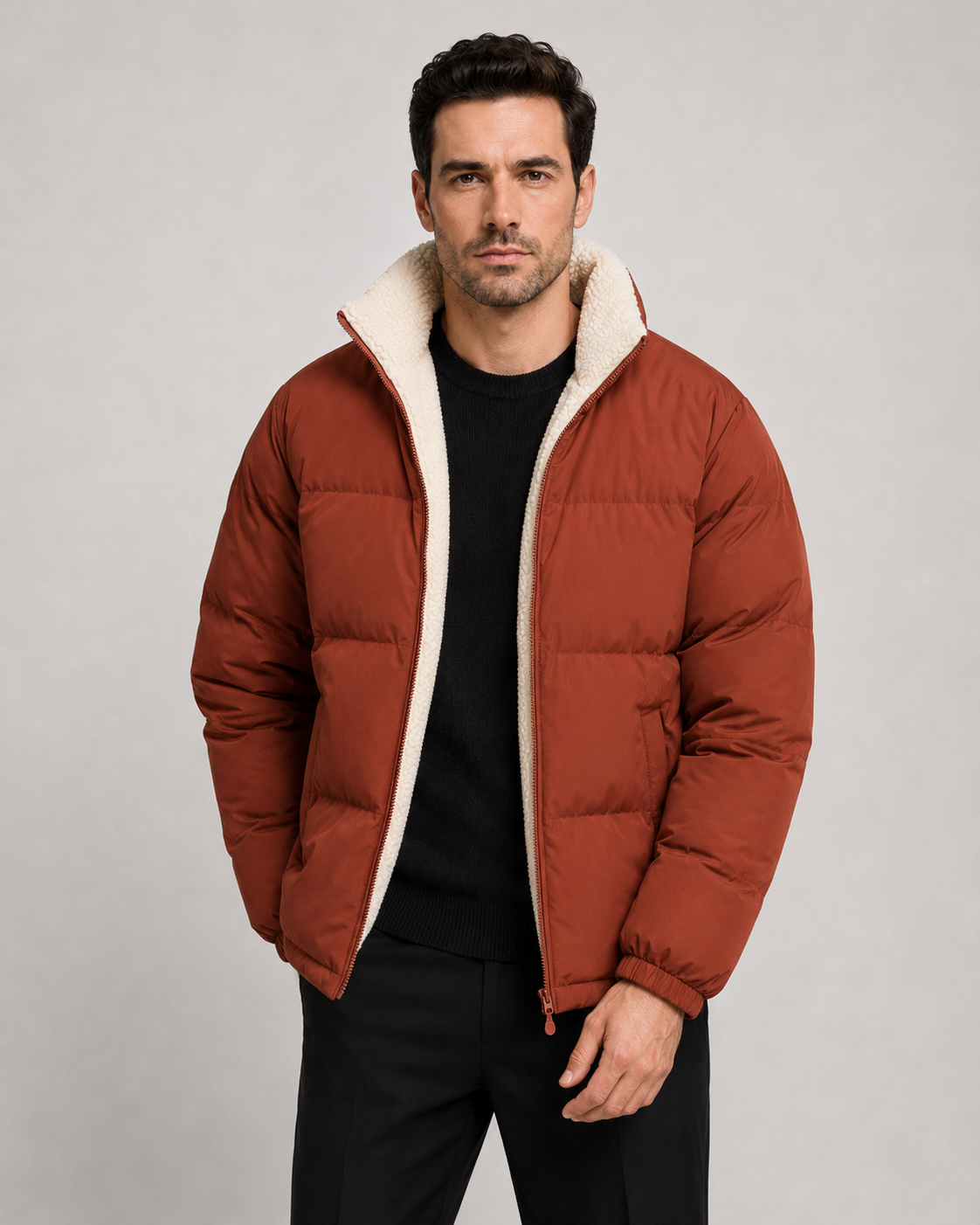 Men's Reversible Sherpa Lined Puffer Jacket