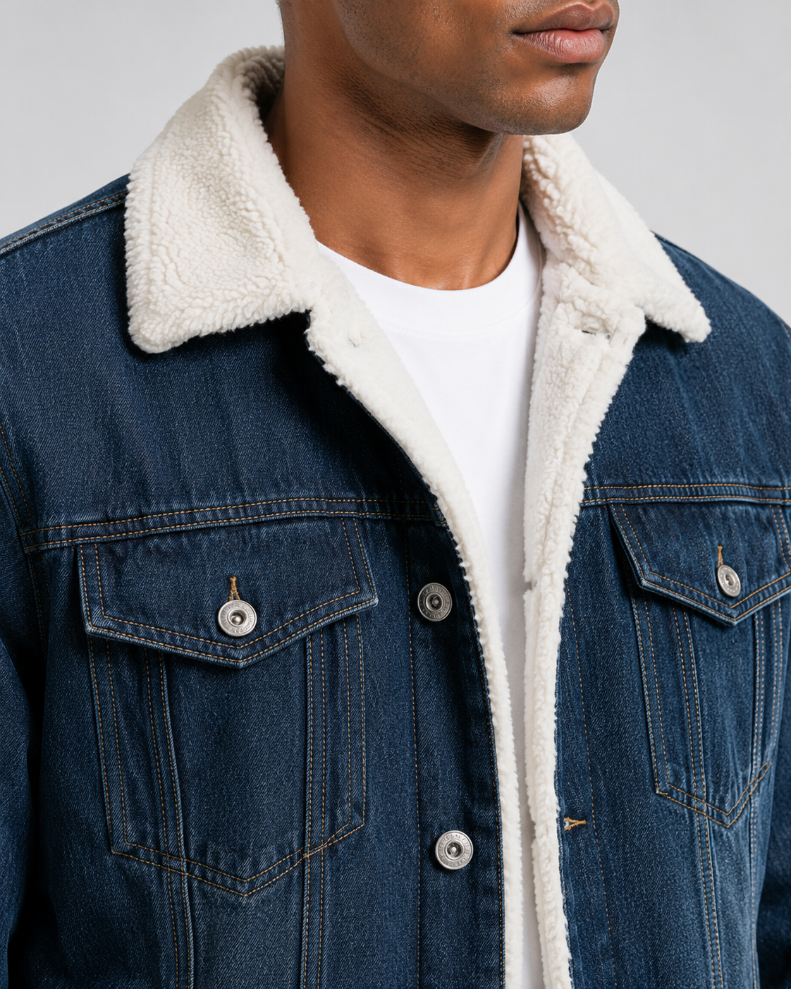 Men's Sherpa Lined Denim Trucker Jacket
