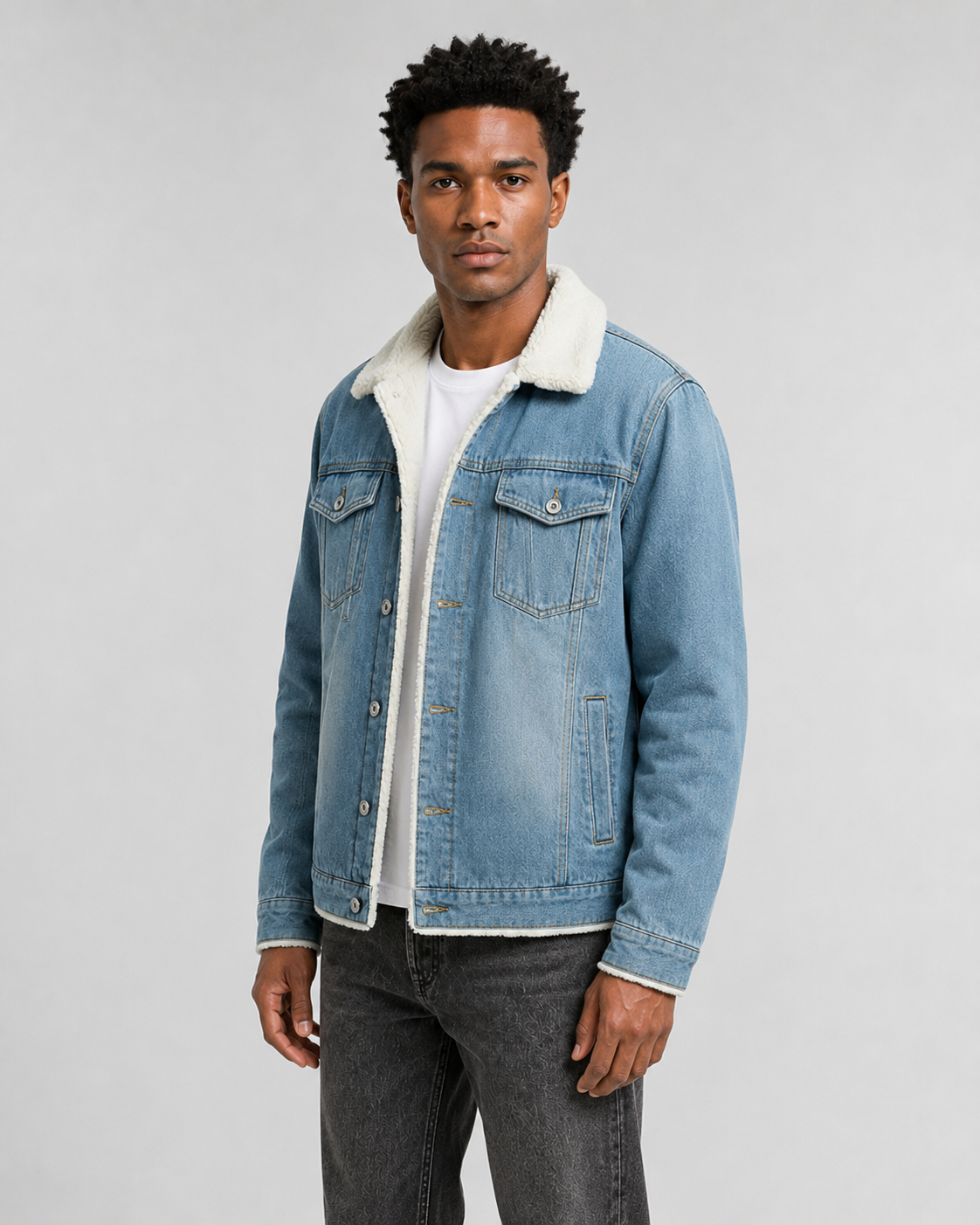 Men's Sherpa Lined Denim Trucker Jacket