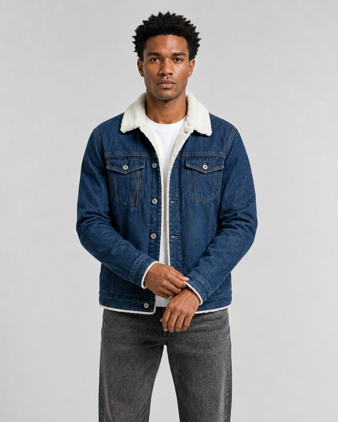 Men's Sherpa Lined Denim Trucker Jacket