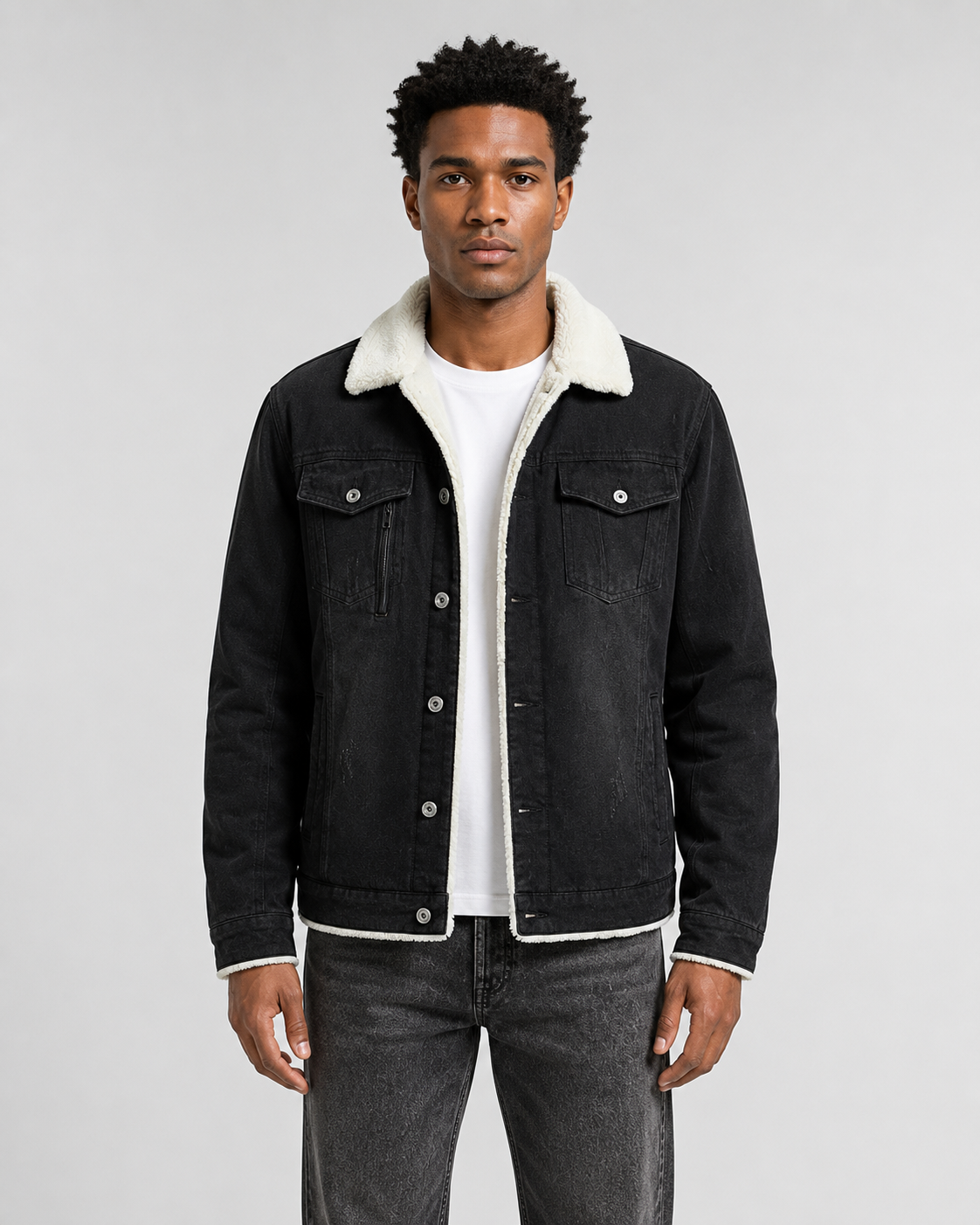 Men's Sherpa Lined Denim Trucker Jacket