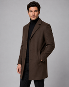 Men's Single-Breasted Wool Coat Notch Lapel Tailored