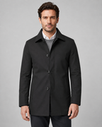 Men's Button-Up Mac Coat with Point Collar