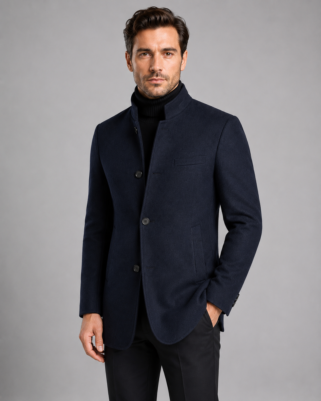 Men's Mandarin Collar Blazer