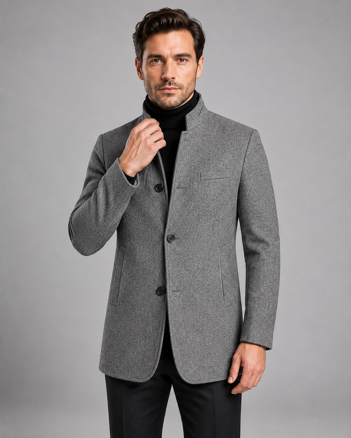 Men's Mandarin Collar Blazer