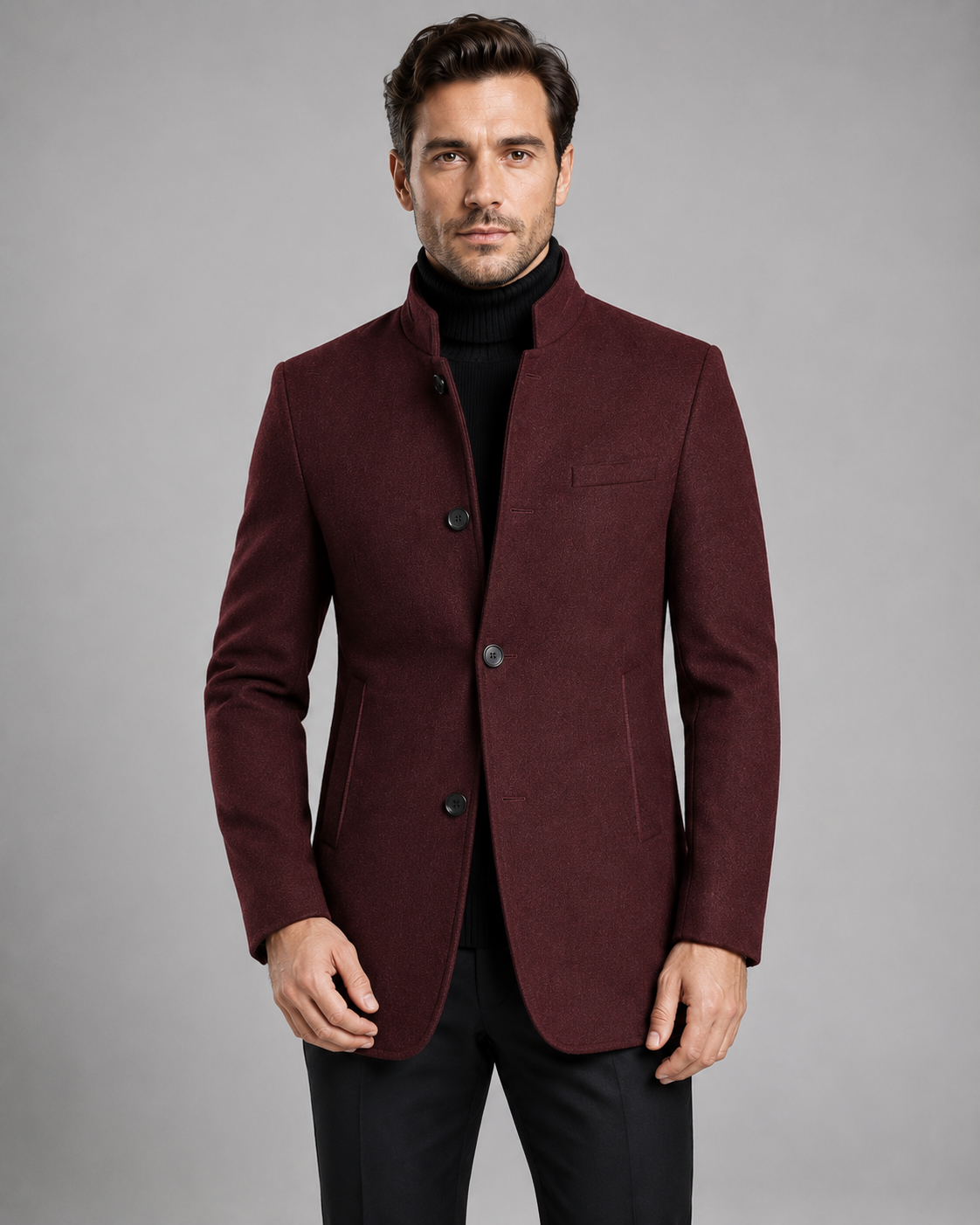Men's Mandarin Collar Blazer