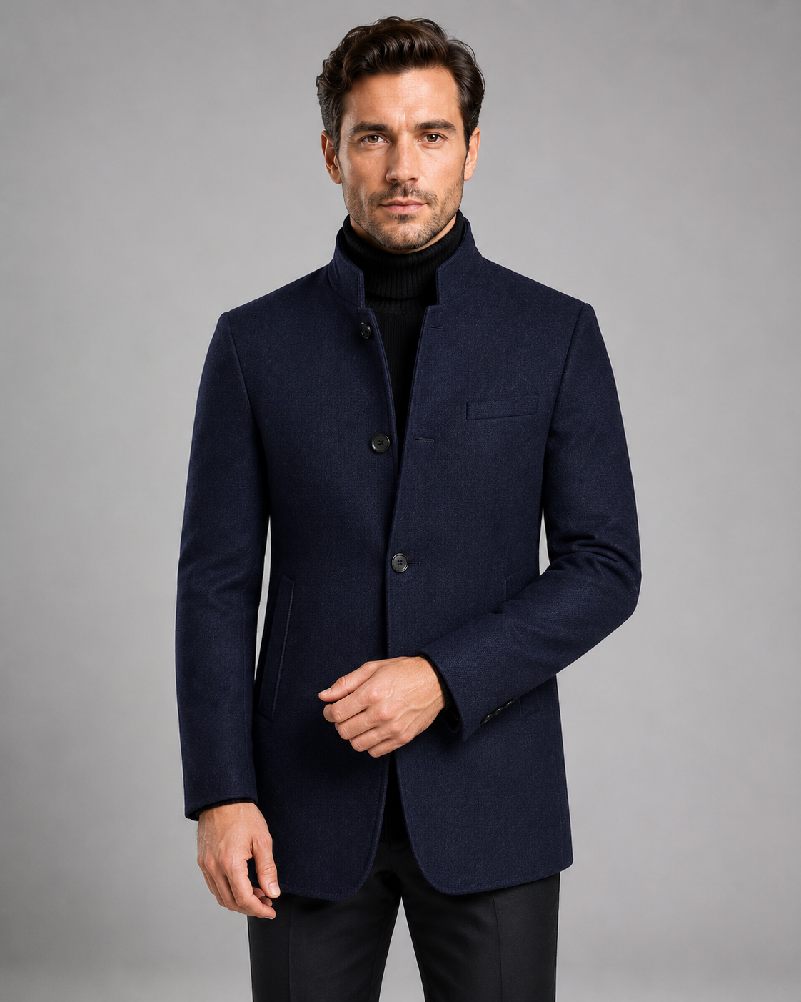 Men's Mandarin Collar Blazer