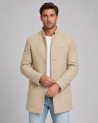 Men's Stand Collar Wool Coat Single-Breasted Tailored