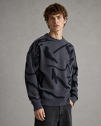 Men's Abstract Graphic Knit Sweater - Relaxed Drop Shoulder Fit