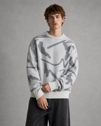 Men's Abstract Graphic Knit Sweater - Relaxed Drop Shoulder Fit