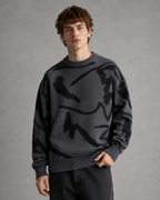 Men's Abstract Graphic Knit Sweater - Relaxed Drop Shoulder Fit