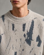 Men's Abstract Knit Sweater - Fuzzy Texture Relaxed Fit