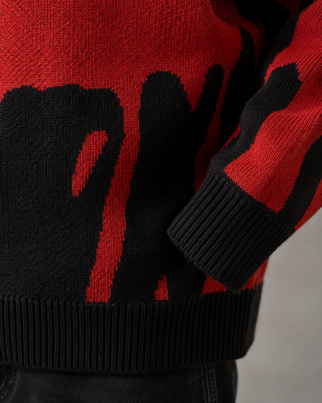 Men's Abstract Knit Sweater - Relaxed Drop Shoulder Streetwear Fit