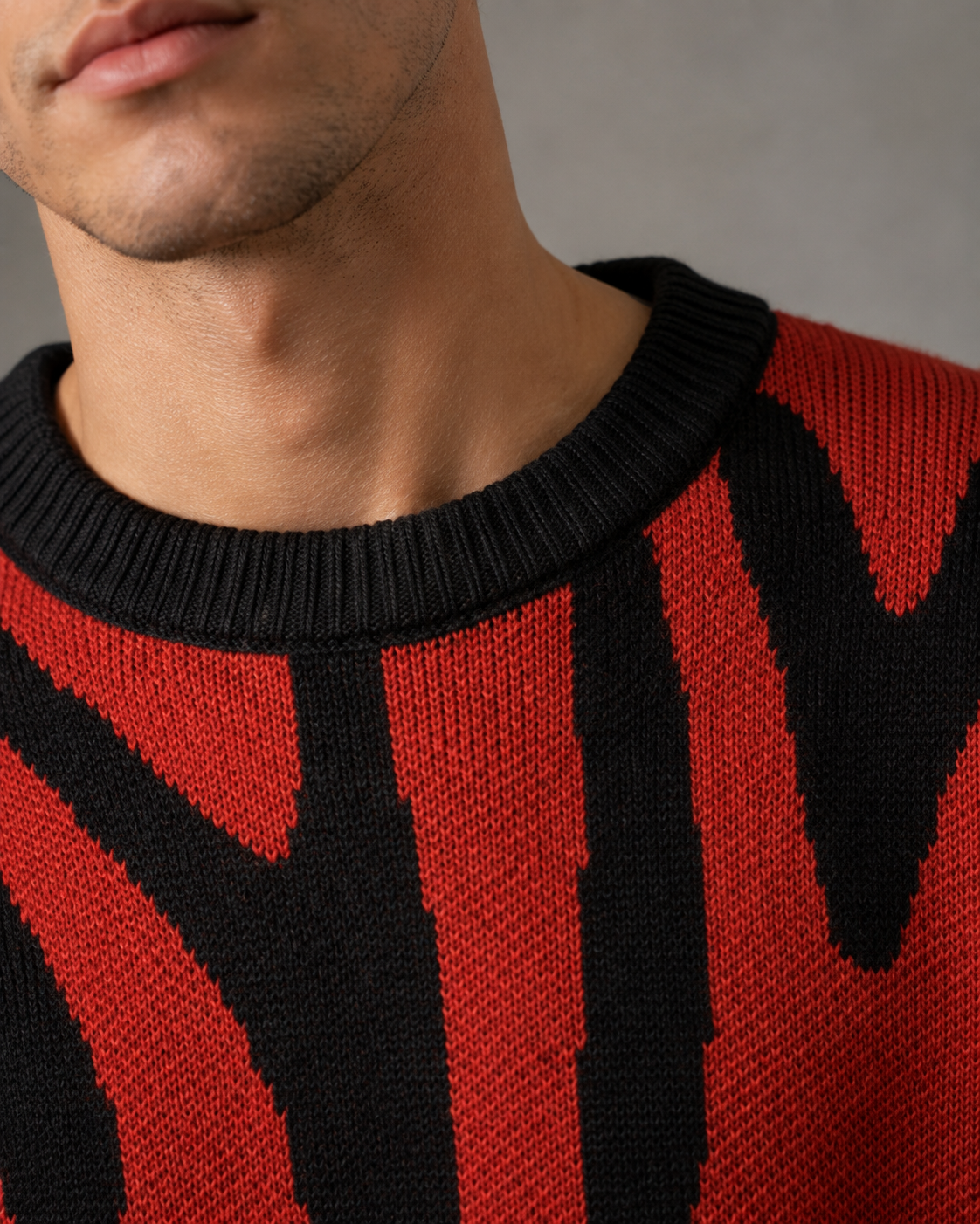 Men's Abstract Knit Sweater - Relaxed Drop Shoulder Streetwear Fit