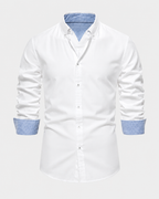 Men's Button-Down Shirt Long Sleeve Contrast Cuffs Slim Fit