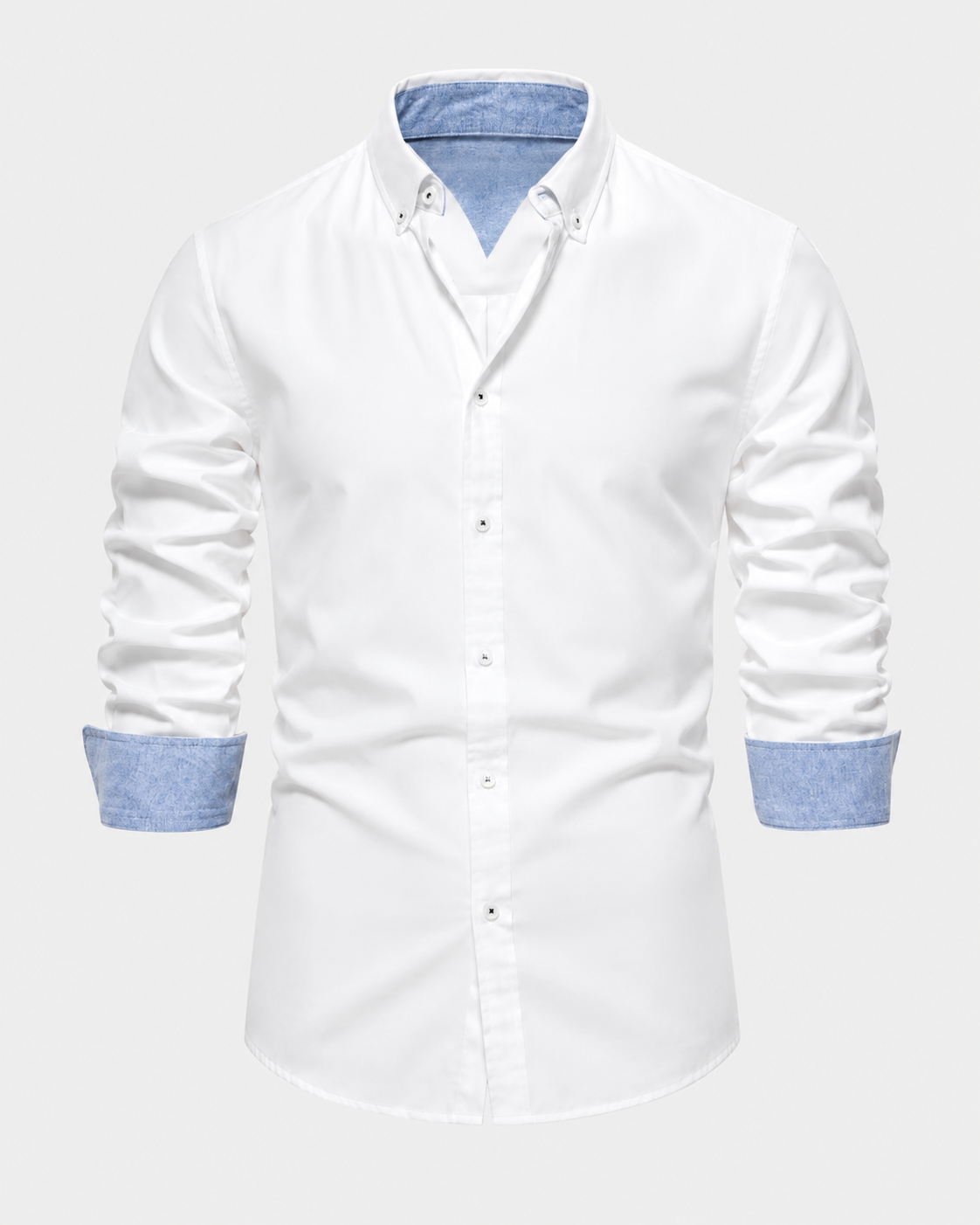 Men's Button-Down Shirt Long Sleeve Contrast Cuffs Slim Fit