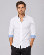 Men's Button-Down Shirt Long Sleeve Contrast Cuffs Slim Fit