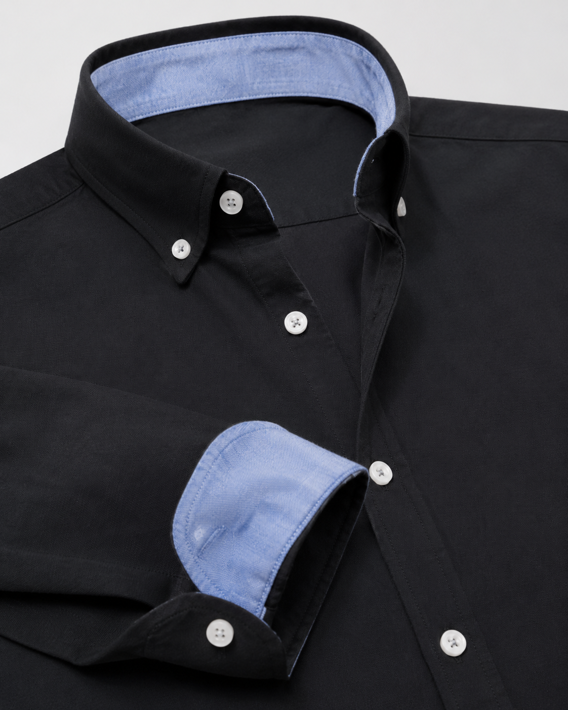 Men's Button-Down Shirt Long Sleeve Contrast Cuffs Slim Fit